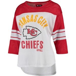 Kansas City Chiefs Red and White 3/4 Sleeve Mesh Jersey